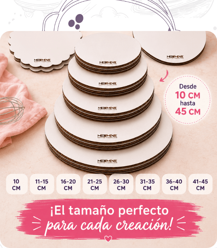 medidas_torta Bases para Tortas Personalizadas con Logo - Imagen 1